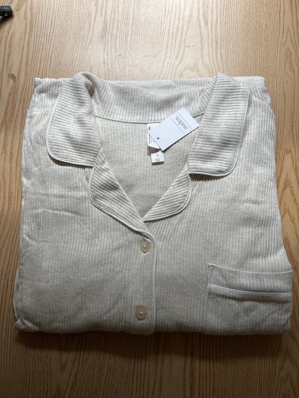 New Women's 2pc Auden Shirt & Pants Pajamas Rayon Spandex Stretchy Oatmeal 4X - Picture 1 of 9